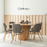 Korpi-Keto 6-hengen pyöreä ruokailuryhmä tammi/taupe Monza 40